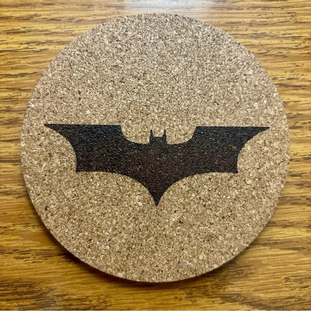 Batman Cinematic Logos Laser Engraved Cork Coasters Lot of 4